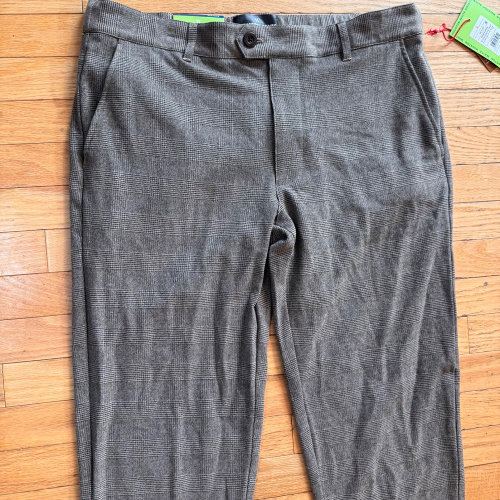Houston White Men Brown Plaid‎ Straight Leg Trouser Pants Size L NWT